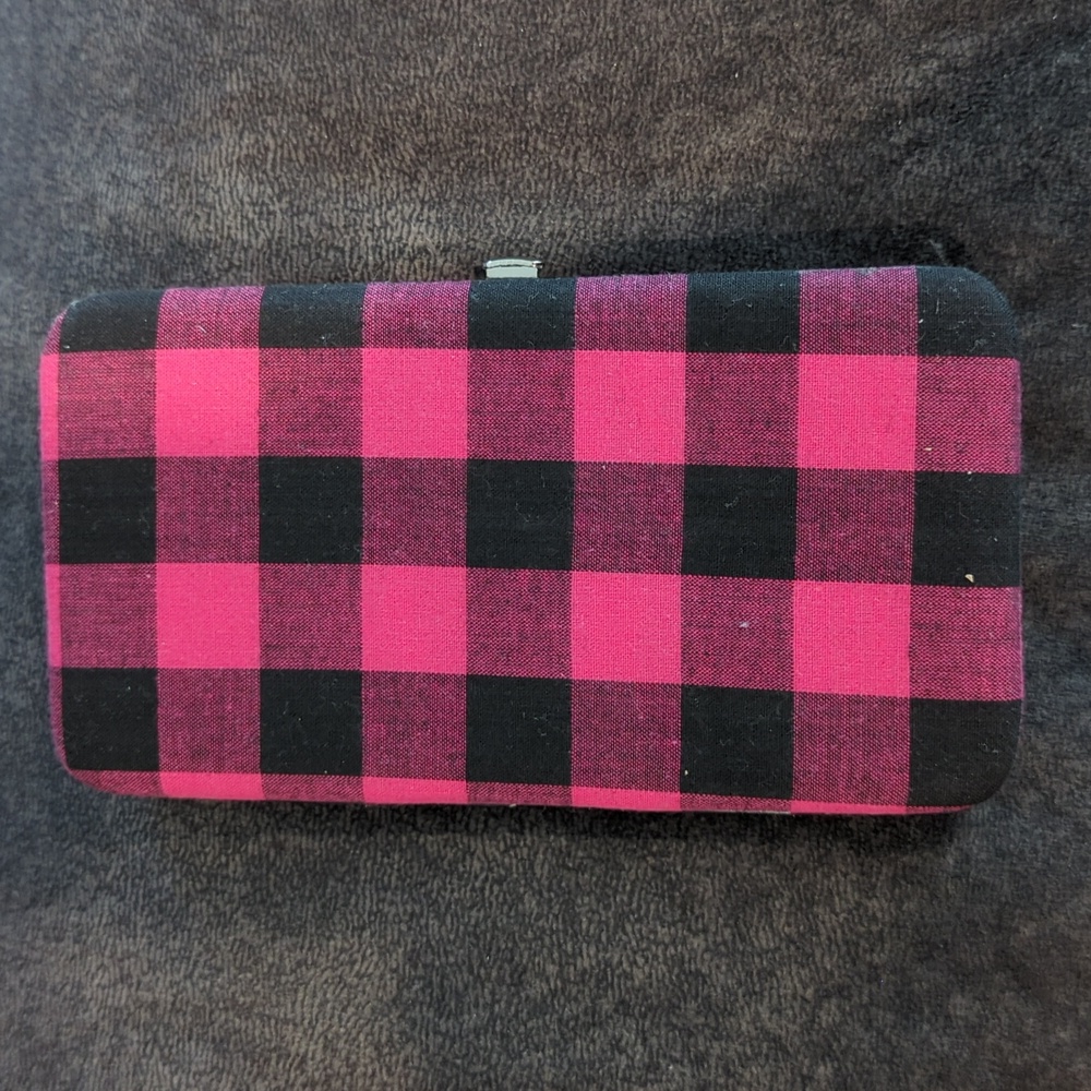 Pink and black wallet